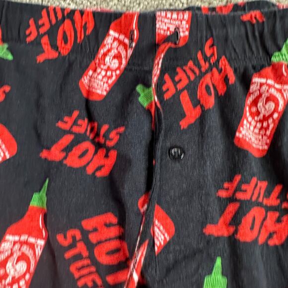 Srircha Hot Sauce Pajamas Mens Extra Large Black Red AOP Lounge Pants FLAW - Picture 5 of 13